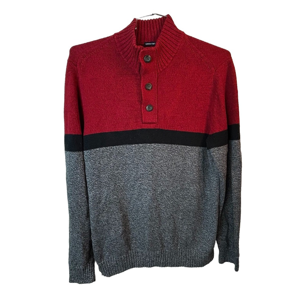 American Eagle Sweater Mens XL Seriously Soft Color Block Pullover Crewneck
